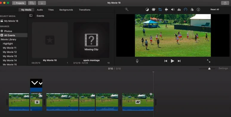 Erstelle Sport-Promo-Videos für Sportarten mit iMovie