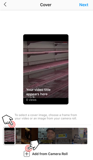 Select a cover photo for IGTV 