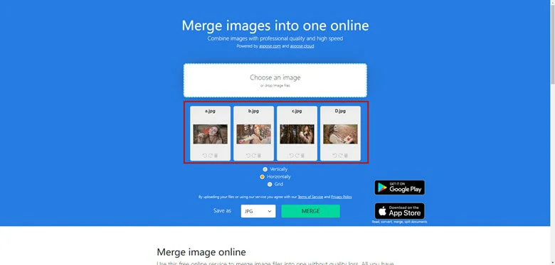 Adjust Order of Images and Determine the Way of Merging
