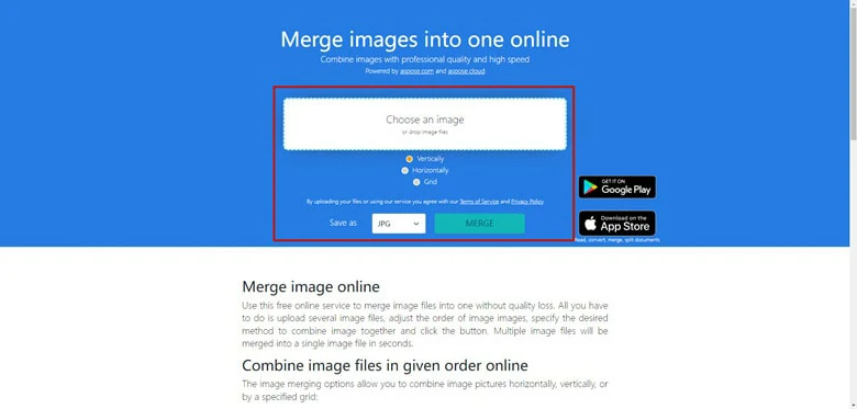 Enter Aspose Website and Choose Images You Want to Merger with Aspose