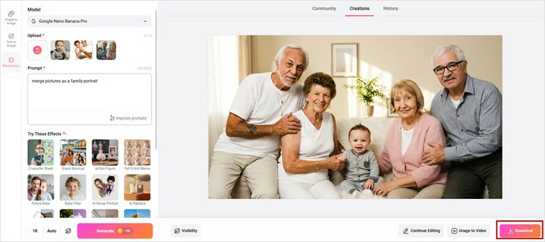 Download and Share Merged Image Collage