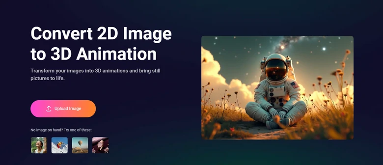 FlexClip AI Image to 3D Animation Tool Page