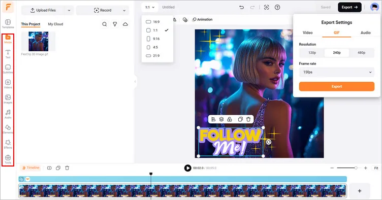 Convert Your Image into Animated GIF with FlexClip - Edit GIF