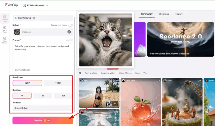 Convert Your Image into Animated GIF with FlexClip - Settings and Generate