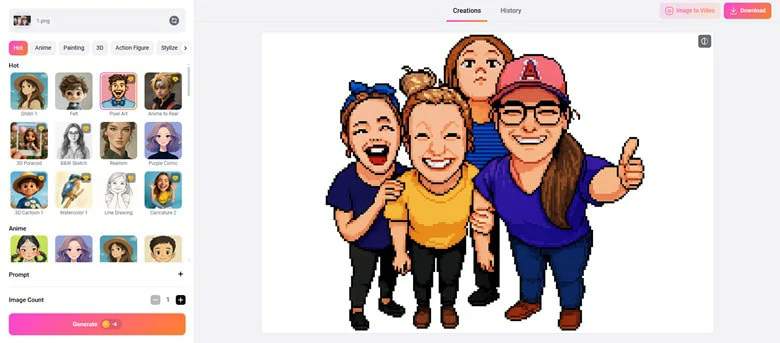 Generate and Download Your Pixelated Image to Photo
