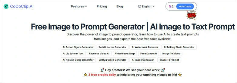 CoCoClip.AI - 免費的線上圖片轉提示詞生成器