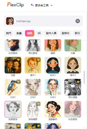 選擇鉛筆素描風格生成素描圖片