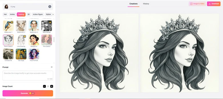 Preview and Download the Generated Sketch Style Tattoo to Your Local