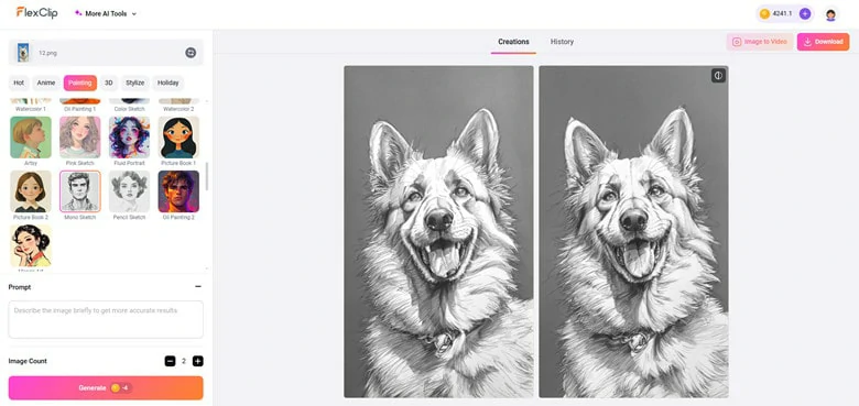 Preview and Download the Generated Sketch Style Tattoo to Your Local