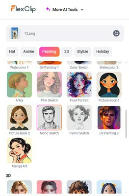 Select the Mono Sketch Style in FlexClip to Create Sketch from Your Photo