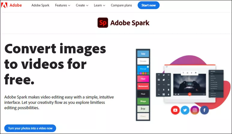 Online Image to Video Converter - Adobe Saprk