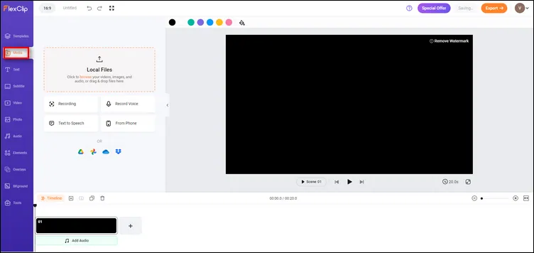 Put a Picture over a Video with FlexClip - Upload