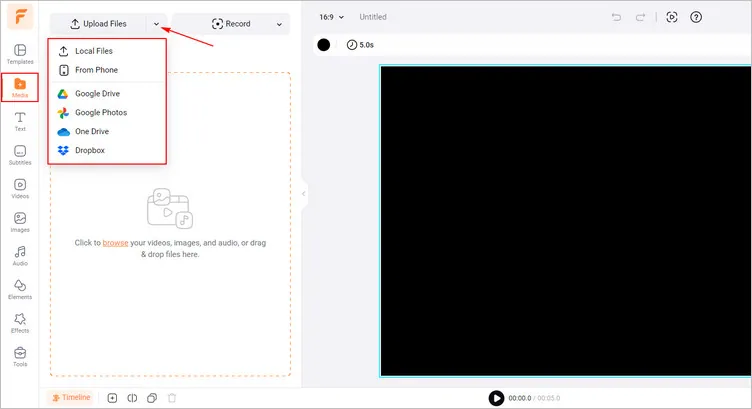 Put a Picture over a Video with FlexClip - Upload