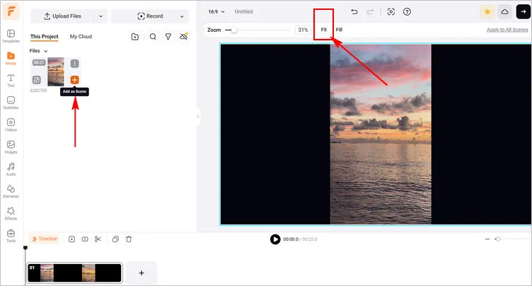 Blur Background for Vertical Video Online with iMovie Alternative - Fit Video