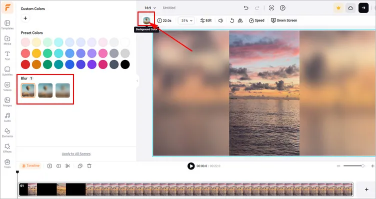 Blur Background for Vertical Video Online with iMovie Alternative - Blur Background