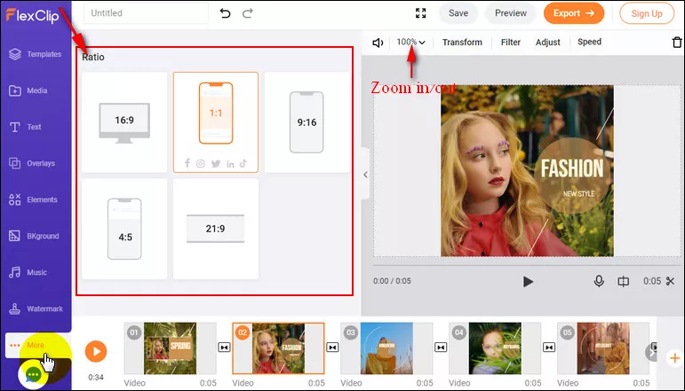 Change Video Aspect Ratio with FlexClip