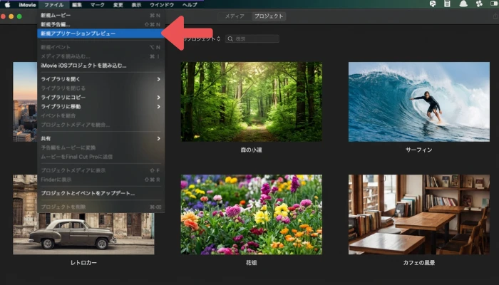 「新規アプリケーションプレビュー」を選択