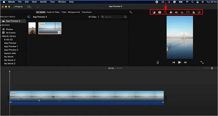 Alterar a proporção no iMovie em Mac - ajustar