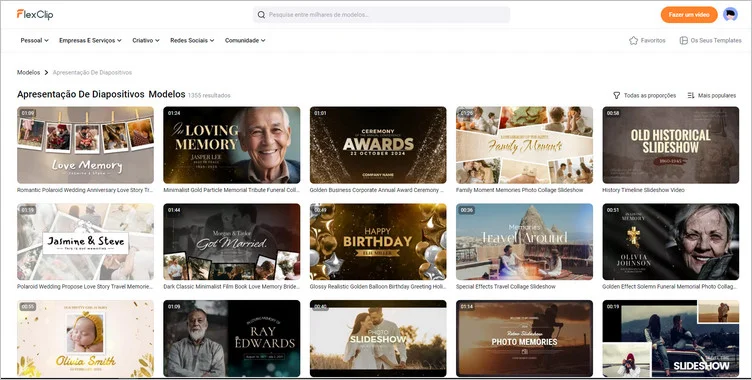 Explore a biblioteca de modelos do FlexClip e encontre o seu favorito