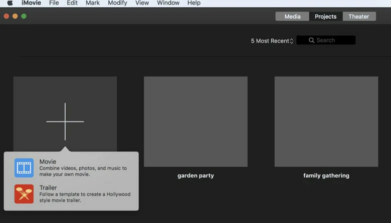 Create a New Project in iMovie
