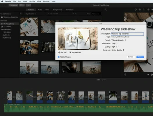 Save and Export the iMovie Slideshow