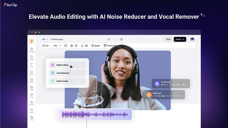 AI Audio Noise Reducer in FlexClip for You