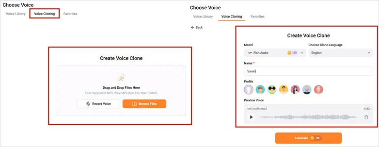 Use Clone Feature to Create Your Own Voice Model