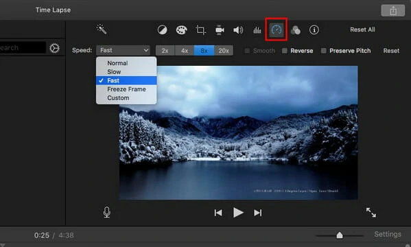 Choose the Fast Speed Feature to Enable Time Lapse Effect
