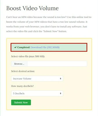 Download the Volume-increased Video to Local on FileConverto