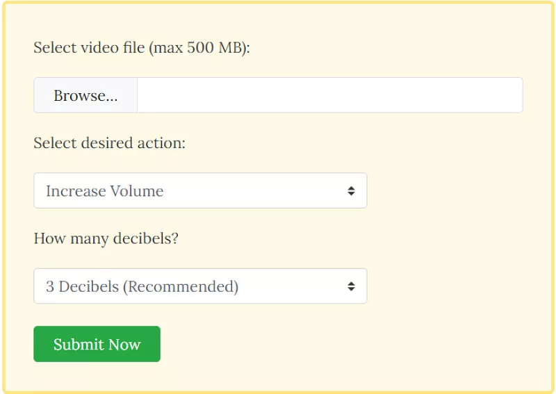 FileConverto - setting the video volume