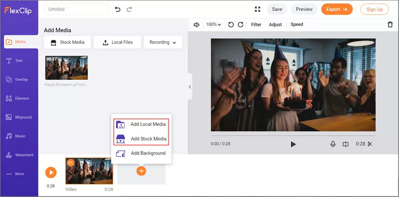 FlexClip - upload low volume video