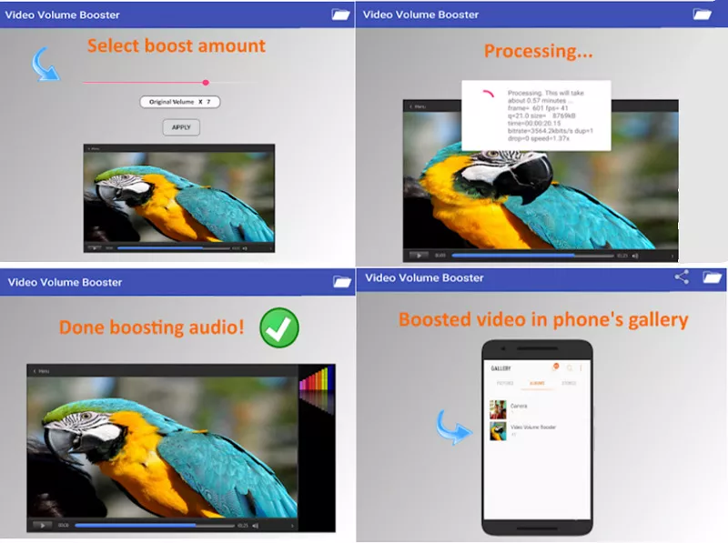 Video Volume Booster App - setting the video volume