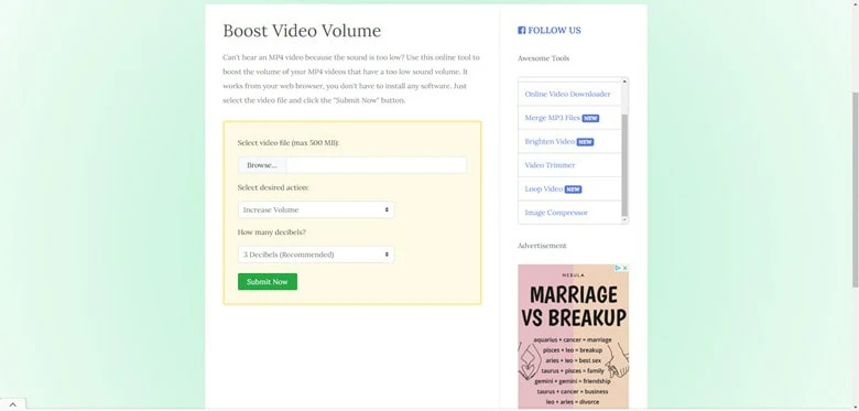Video Volume Booster Online - FileConverto
