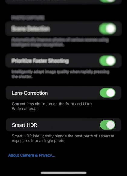 Adjust Camera Settings on iPhone