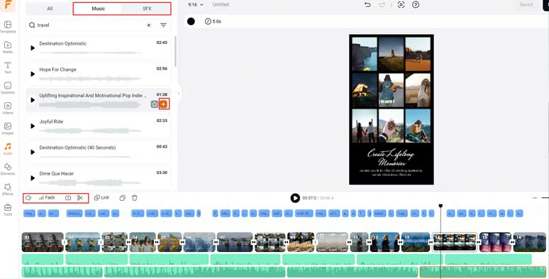 Add uplifting music and sound effects for Instagram travel reels