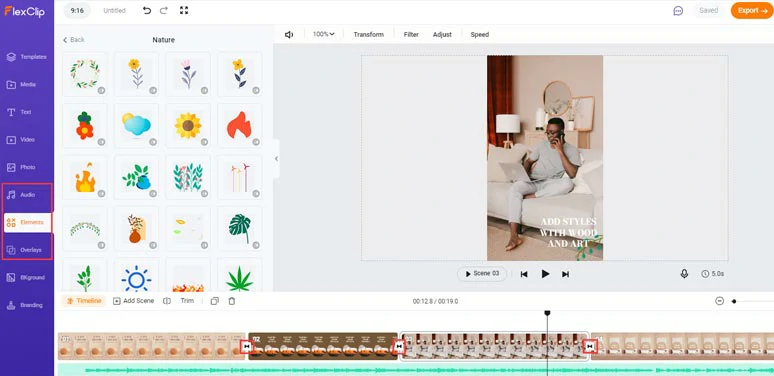 Add transitions, royalty-free music, and animated illustrations to your Instagram video