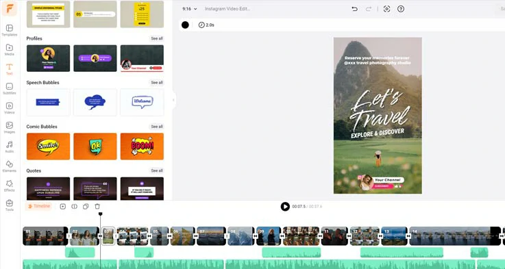 Use FlexClip Instagram video editor to create viral Instagram videos online