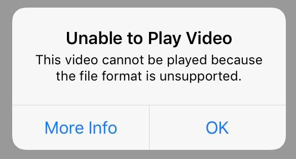 File Format Unsupported Error on iPhone