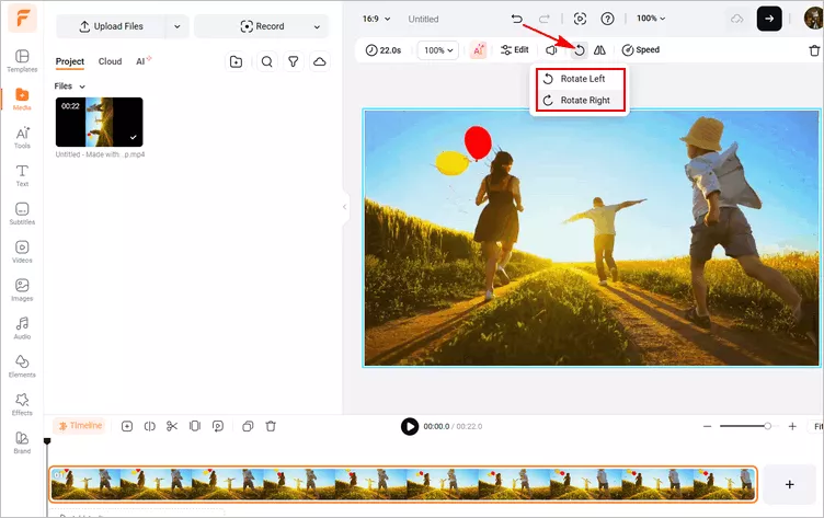 Make iPhone Video Vertical to Horizontal with FlexClip - Rotate