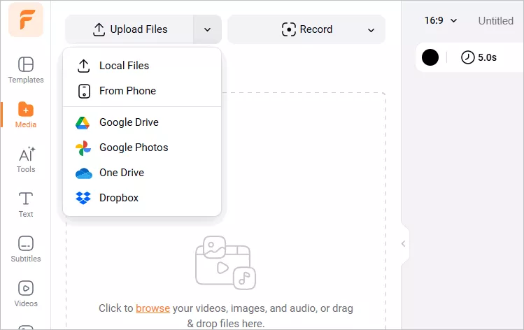Make iPhone Video Vertical to Horizontal with FlexClip - Upload