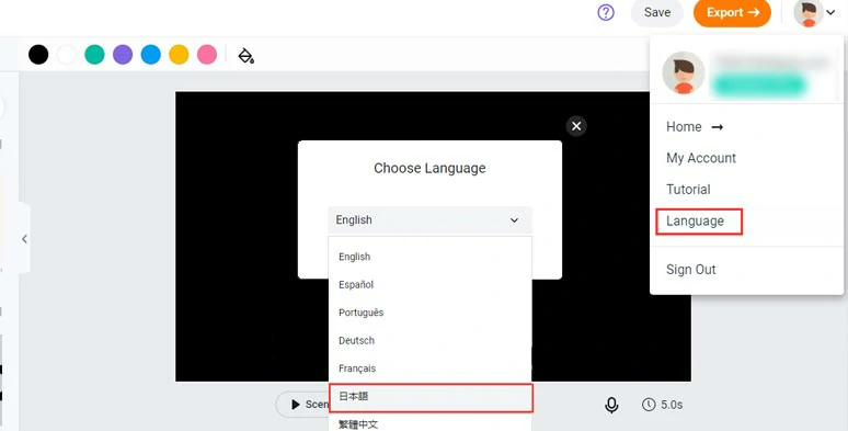 Set the English interface to Japanese if you prefer