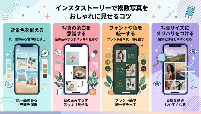 インスタストーリーで複数写真をおしゃれに見せるコツ