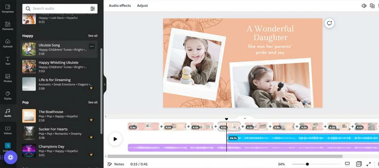 Add music to your photo slideshows