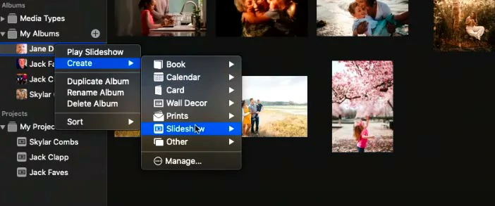 Create a photo slideshow project from a chosen folder on Mac