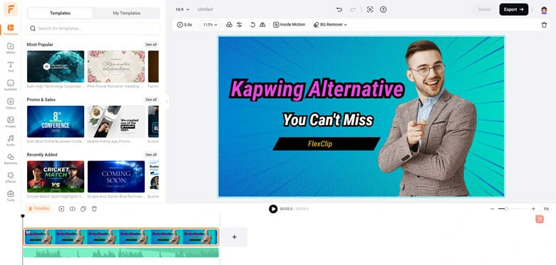 Online Kapwing Alternative with AI Tools - FlexClip
