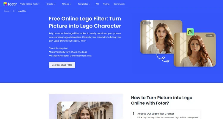 Online AI Tool to Add Lego Filter - Fotor