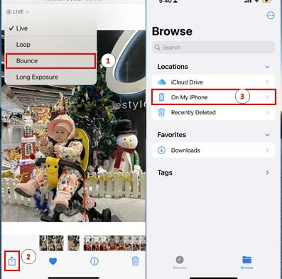 Convert a Live Photo to a GIF video and save it to Files on iPhone