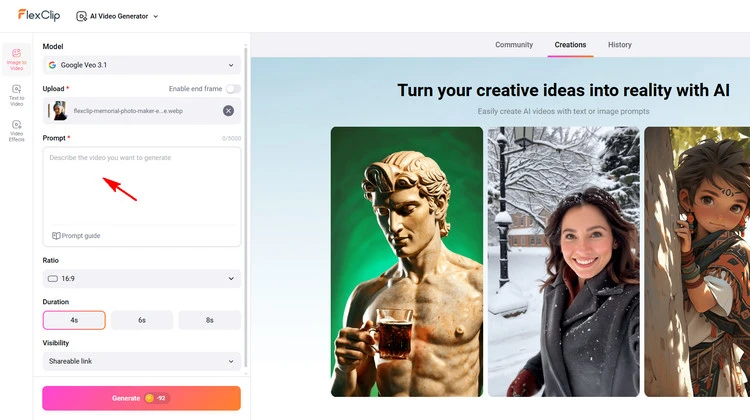 Convert Still Portrait into Live Portrait - FlexClip