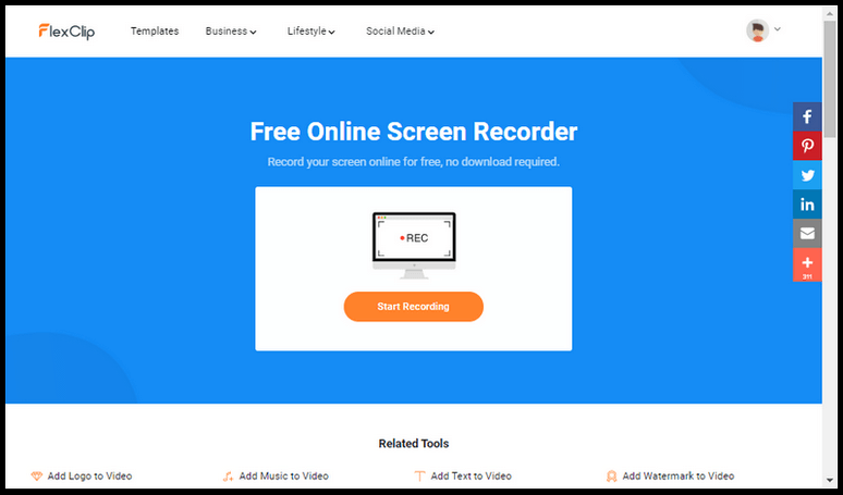 Open FlexClip screen recorder.