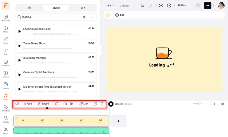 Add royalty-free music or SFX to make loading screen animation come alive